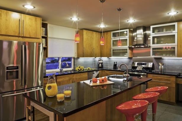 modern remodel of west la bungalow | budget driven design. vibrant kitchen design | indoor-outdoor living | modern bathroom.