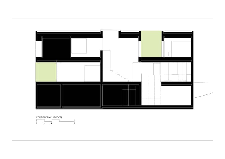Longitudinal section, courtesy of Bojaus Arquitectura.