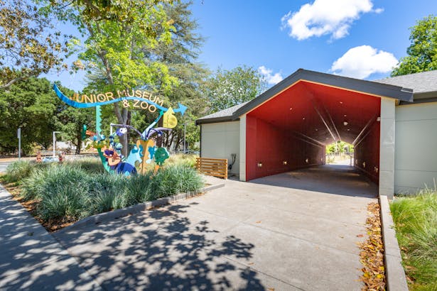 A colorful main entrance invites guests to use their imagination while entering the Palo Alto Junior Museum and Zoo (JMZ). Photo credit: Marco Zecchin Photography