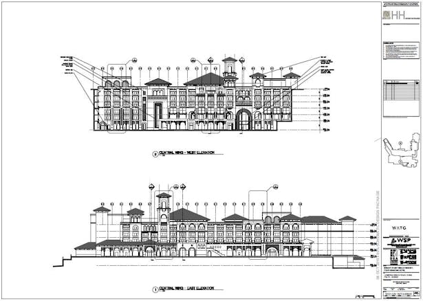 Work Sample - Exterior Elevations at Central Wing