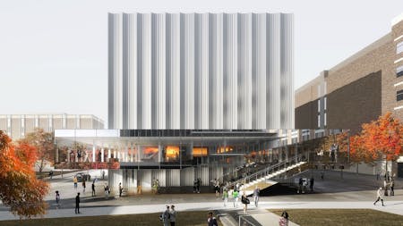 The Performing Arts Center at Brown University, designed by REX. Image courtesy of © Luxigon.