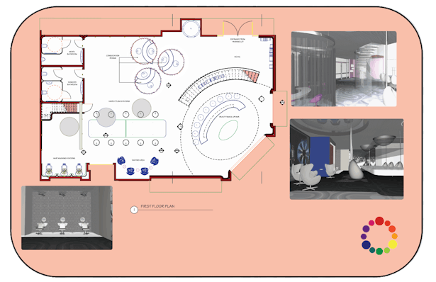 first floor plan and renderings