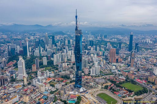 The Merdeka 118 tower on November 26, 2021. Image courtesy PNB Merdeka Ventures.