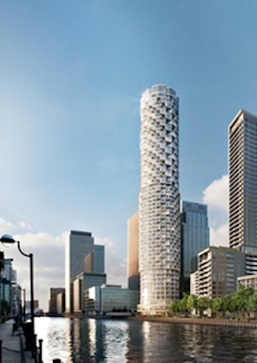 The planned Herzog & de Meuron tower. (The Guardian; Image: Canary Wharf Group)