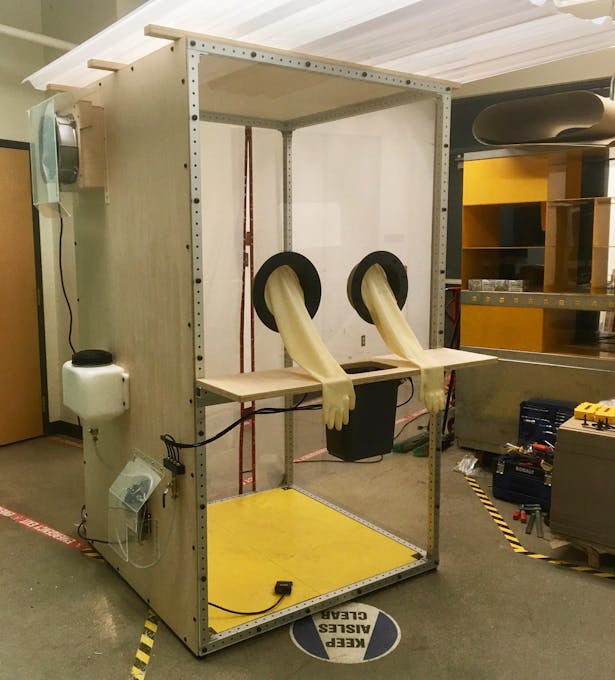 The BOOTH prototype by Penn State researchers is designed to allow health care employees working at drive-thru COVID-19 testing sites to safely collect samples from patients who may be infected with the coronavirus.