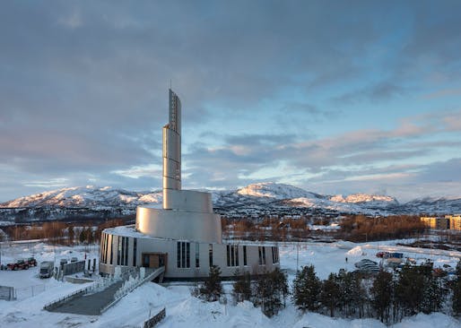 Exterior photo of the new Cathedral of the Northern Lights in Alta, Norway, designed by Link Arkitektur in collaboration with schmidt hammer lassen architects and Haldde Arkitekter Inc. (Photo: Adam Mørk)