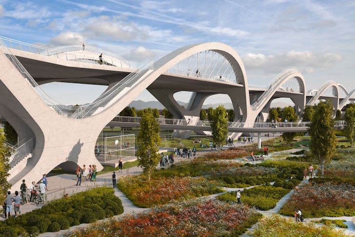Rendering for the new Sixth Street Bridge. Image: Michael Maltzan Architecture