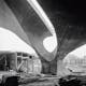 The TWA Flight Center or Trans World Flight Center (under construction) designed by Eero Saarinen