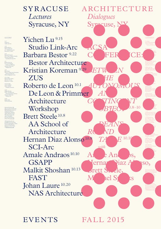 Syracuse Architecture Fall 2015 Lecture Series. Courtesy of Syracuse Architecture.