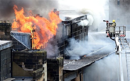  Firefighters tackle the blaze at the famous Glasgow School of Art. (The Telegraph; Photo: CRAIG WATSON/SNS)