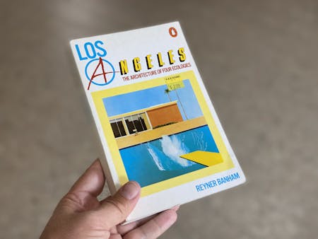 A copy of the mid-1980s Pelican paperback edition of Los Angeles: The Architecture of Four Ecologies, from Archinect's private library.
