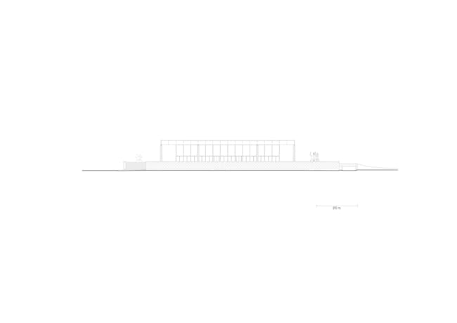 West elevation (Original scale 1:750) © David Chipperfield Architects for Bundesamt für Bauwesen und Raumordnung