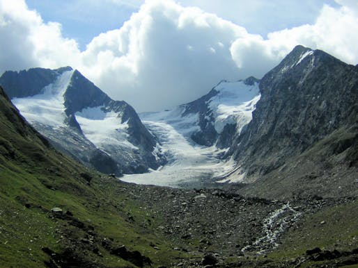 Melting glaciers in the Ötztal Alps separating Austria and Italy are redrawing the border between the two countries. Image via wikimedia.org