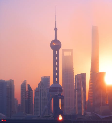 Shanghai at Dusk - CGI