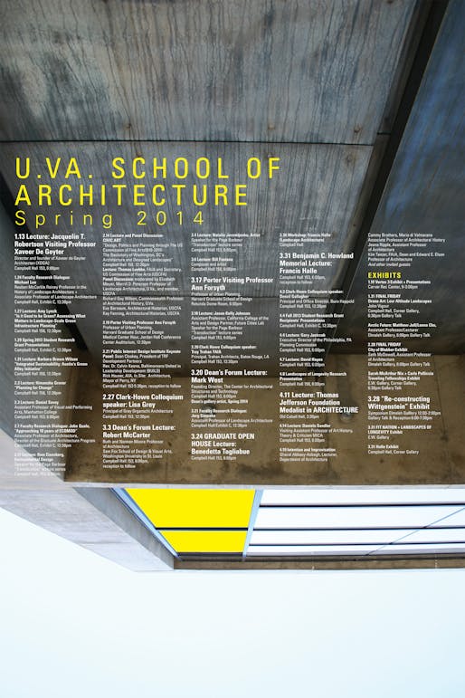 U.VA Spring '14 Lecture Events. Image courtesy of U.VA School of Architecture.