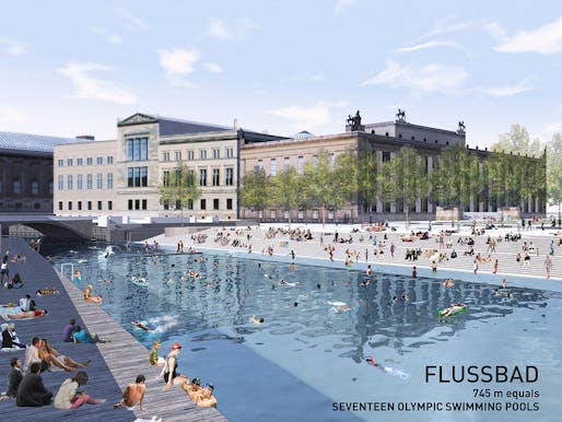 Holcim Gold Award: Urban renewal and swimming-pool precinct, Berlin, Germany by realities united in collaboration with DODK, Germany: Panorama Flussbad - left side.