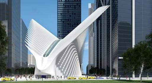 Rendering of the proposed World Trade Center Transportation Hub, currently clocking in at almost $4 billion dollars.