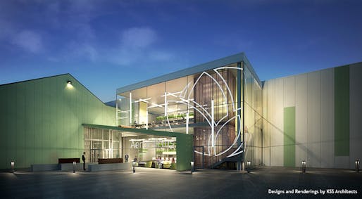 Rendering of the new AeroFarms indoor vertical farm and corporate headquarters in Newark, NJ. Image courtesy of AeroFarms/RBH Group.