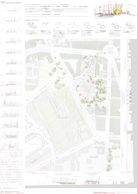  Location of one of the projects of the sustainable masterplan. Conected with every network designed. In this case it would be a multipurpose container created as a social center for the neighbourhood with an exhibition site for 10.000people..
