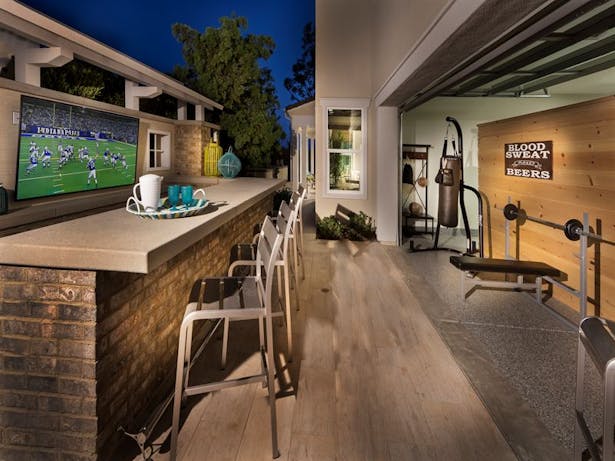 Plan 2 - Colorful Transitional - Outdoor Bar and Gym