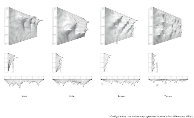 Configurations of 'Kinetic Wall' by Barkow Leibinger. Image courtesy of Barkow Leibinger
