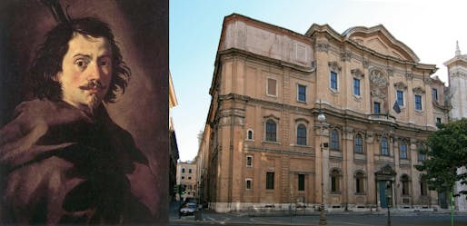 (L) Italian architect Francesco Borromini committed suicide in 1667; (R) his Oratory of Saint Phillip Neri. 