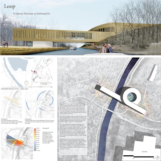 Category I - 3rd place: “Loop, Sculpture Museum in Indianapolis”. Student: Wei Lin & Meghna Majethiya. Faculty Sponsors: Scott Murray & Marci S. Uihlein | University of Illinois, Urbana-Champaign