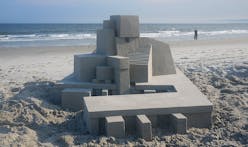 Artist Calvin Seibert races against time in building these modernist sandcastles