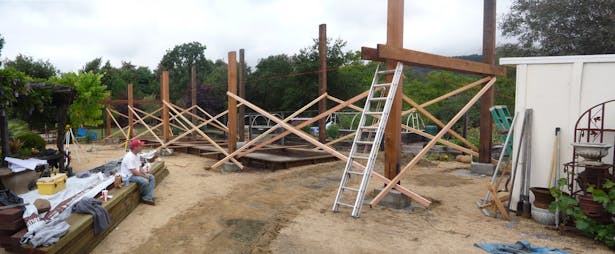 Arbor with 8x8 Redwood Posts and 2x10 Cross Ties