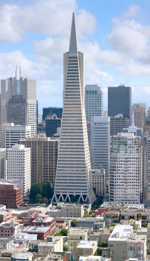 Is this urban mixture going to be 'disrupted' by apps? (Transamerica Building Photo courtesy Wikipedia). 