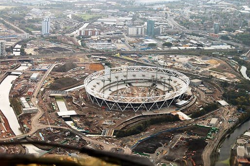 The London Olympic Stadium under construction in 2009. Photo via Wikipedia.