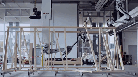 Watch these robots build a timber house structure in Switzerland