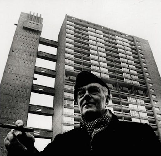Goldfinger in front of his Trellick Tower in London. Courtesy of http://rosswolfe.wordpress.com/