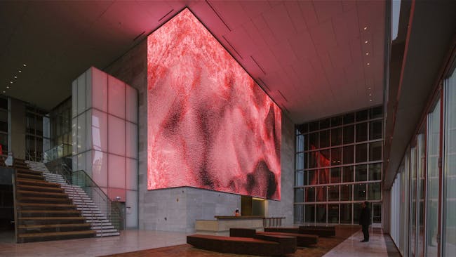 An installation view of 'Virtual Depictions: San Francisco,' a new 'data sculpture' by Refik Anadol. Courtesy of the artist.