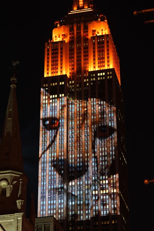 A projected 33-story tall lion on The Empire State Building (photo via ccho)