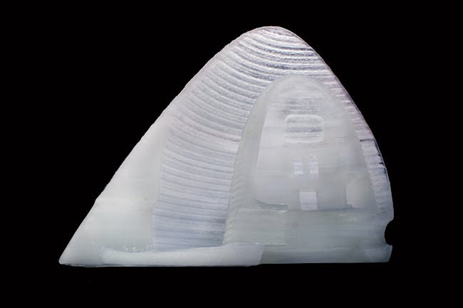 Sectional cut showing the interior of the 3D printed ice prototype. Image © CloudsAO / SEArch.