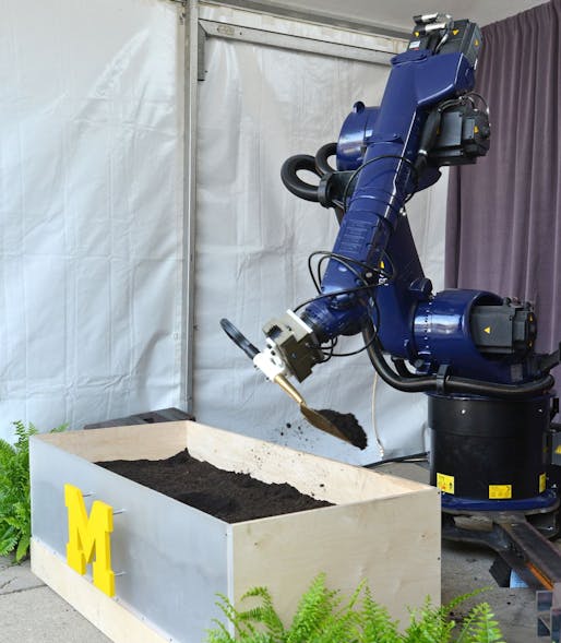 Domo arigato, Mr Roboto: Taubman College's Kuka robot handles the ceremonial labor elegantly. (Photo: Peter Smith Photography; Image via taubmancollege.umich.edu)