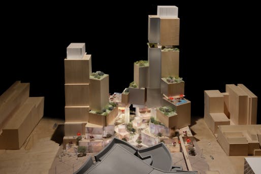 Model of Frank Gehry's conceptual plan for L.A.'s Grand Ave. project.