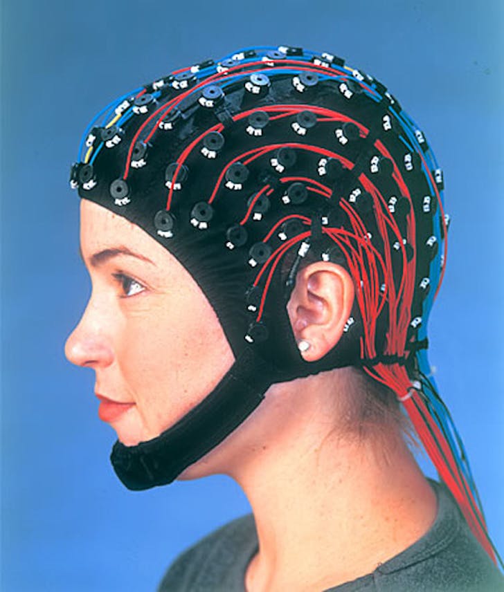 Skullcap version of EEG sensors, via neuroscan.com.