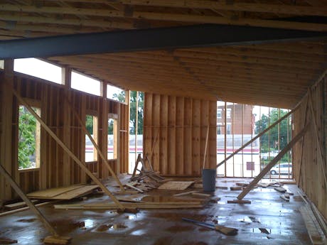 structural inspection of new headquarters for YouthBuild: a lot of it built by the organization's students!!