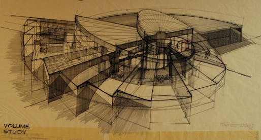 Will Martin, 'Study for an Underground Restaurant,' concept rendering, 1973. Courtesy of Bosco-Milligan Foundation collection. From the 2018 Graham Foundation Organizational Grant to Architectural Heritage Center for the exhibition 'The Artistic and Eclectic Will Martin'.