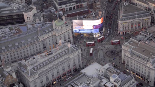 Gotta be above it: a screenshot of Jason Hawkes' aerial survey of London