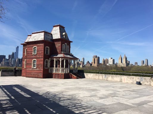Cornelia Parker's "Transitional Object: PsychoFarm" on the Met rooftop. Image credit the Met via Twitter.
