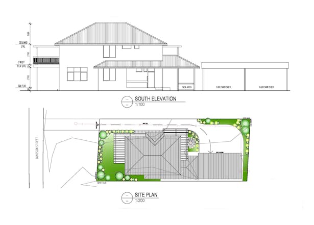 ELEVATION AND SITE PLAN