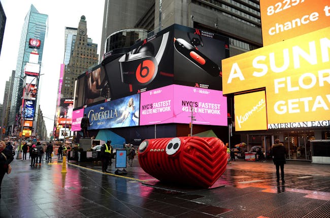 2015 Times Square Valentine Design winner, 'HeartBeat' by Stereotank. Photo Credit: Clint Spaulding for @TSqArts