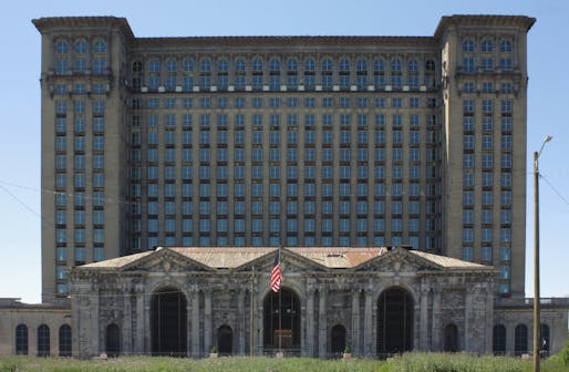 Michigan Central Station in 2016 after all of the once broken windows had been replaced in the months prior. Photo: Brian W. Schaller, Image via Wikipedia.