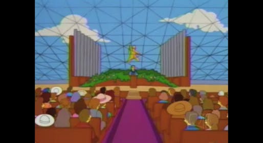 The Crystal Cathedral, parodied in the Simpsons episode 'Natural Born Kissers'