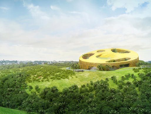 Winning design for the Assembly Hall for the 2014 Summit of the African Union in Libreville, Gabon by WORKac (Image: WORKac)
