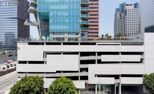 Parking podiums: the fanny packs of downtown L.A. Pictured here is the Watermarke. Image: Hunter Kerhart 