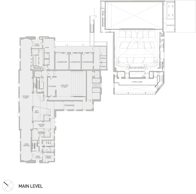 The Wallis Annenberg Center - Main Plan. Photo courtesy of Studio Pali Fekete Architects.